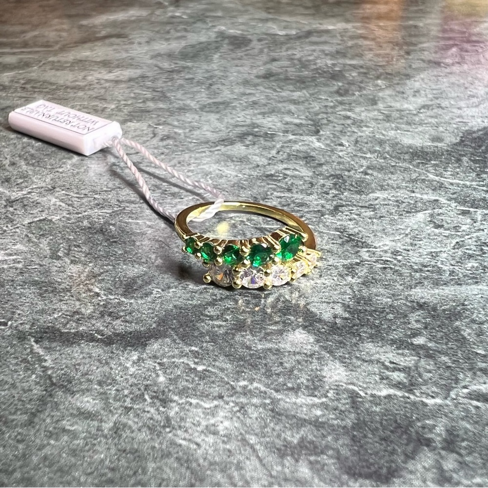 Graduated CZ Wrap Ring Emerald Green Color Sizes 6 7 8 Available Adina Eden NWT